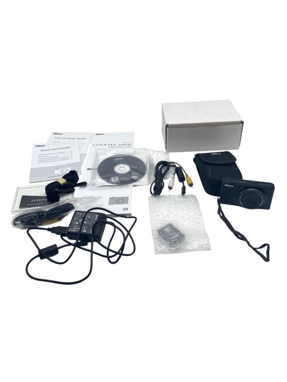 Nikon Coolpix S8000 Digital Camera Charger Cords Manuals Black